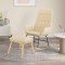 Scaun balansoar cu taburet, crem, material textil - 2