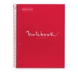 Cumpara ieftin Caiet cu spira, Miquelrius, Emotion, A4, dictando, 80 file, coperta carton dur, rosu