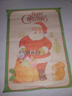 Plansa veche tip Afis,MOS CRACIUN,MOS GERILA,Santa Claus,P.Noel,HAPPY CHRISTMAS foto