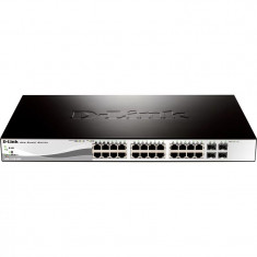 SWITCH PoE D-LINK Smart 24 porturi Gigabit (24 PoE) + 4 porturi combo SFP IEEE 802.3af/at carcasa metalica. &quot;DGS-1210-28P&quot;(include timbru ve