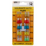 Sigurante auto, VivAuto, lama, plate, 12 V, set 10 bucati