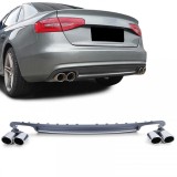 Insert de difuzor sportiv posterior cu set de tevi de esapament potrivit pentru Audi A4 B8 Sedan Avant 07-11 Performance AutoTuning