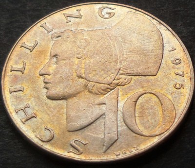 Moneda 10 SCHILLING - AUSTRIA, anul 1975 *cod 1379 = patina foto
