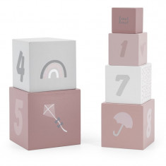 Label Label Stacking Blocks Numbers cuburi din lemn Pink 18m+ 1 buc