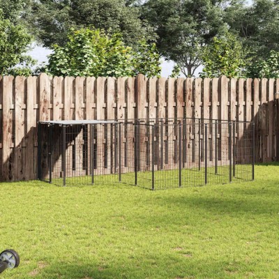 vidaXL Padoc pentru c&amp;acirc;ini, negru, 6,05 m&amp;sup2;, oțel 3082205 foto