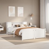 vidaXL Pat cu bibliotecă fără saltea, alb, 120x190 cm, lemn masiv pin 3322430