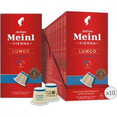 Set 10 x Capsule cafea Julius Meinl Lungo Classico, compatibile Nespresso, 100% biodegradabile, 100 capsule, 560g