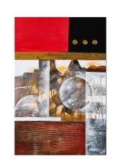 Tablou abstract pictat manual living, birou, Lumi paralele 6, 90x60cm ulei pe panza efect 3D, gata de agatat pe perete