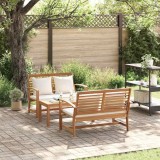 Set de canapele pentru grădină 3 pcs natural Lemn masiv de tec