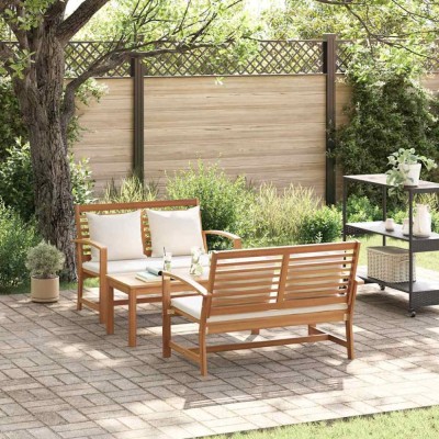 vidaXL Set de canapele pentru grădină natural Lemn masiv de tec 3356856 foto