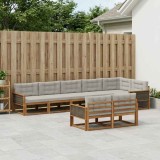 vidaXL Set de canapele de exterior 8 pcs Natural și Gri deschis 3382659
