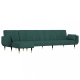 Cumpara ieftin Canapea extensibila in forma de L verde 275x140x70 cm catifea