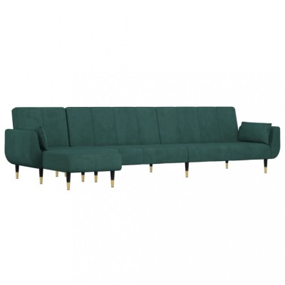 Canapea extensibila in forma de L verde 275x140x70 cm catifea foto