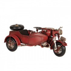 Macheta motocicleta cu atas retro metal rosie 19 cm x 13 cm x 9 h foto