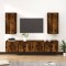 Set dulapuri TV, 4 piese, stejar fumuriu, lemn prelucrat