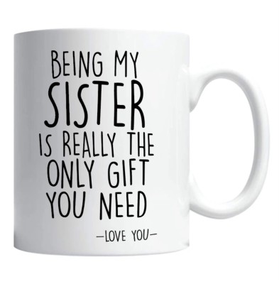 Cana alba personalizata &amp;quot;being my sister&amp;quot;, INOVATIX&amp;reg;. 330ml foto