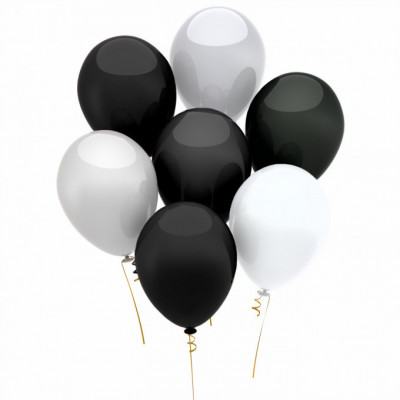 Set baloane, alb-negru, 15 buc.pachet - 56103BW foto