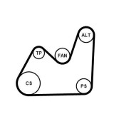 Set curea transmisie cu caneluri Audi A4 B5, A4 B6, A6 C5; Skoda Superb I; VW Bora I, Golf IV, Passat B5, Passat B5.5 Motor 1.9 TDI, 1.9 TDI