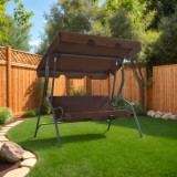 Balansoar Gradina vidaXL Cafeniu 170x110x153cm, 2 Locuri, Otel, Poliester, Rezistent Apa, Umbra