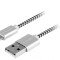 Cablu de incarcare si transfer de date GoGEN, USB la Lightning, 2 metri, impletitura textila, argintiu