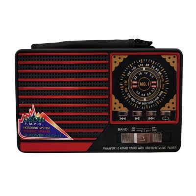 Radio elSales ELS-8021 cu USB , cititor card , FM , AM , lanterna LED , rosu foto