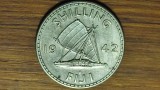 Fiji britanic - moneda colectie raruta - 1 shilling 1942 argint 900 - King George VI - tiraj 500k - senzationala !