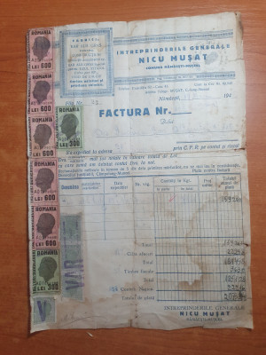 factura din mai 1945 - flancata cu 91 timbre fiscale foto