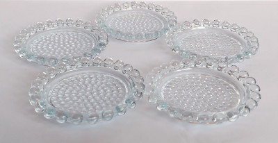 Set 5 farfurii mici din cristal pentru dulceata, model perlat, 10cm diametru foto