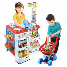 Set supermarket, 24 accesorii, lumini, efecte sonore, carucior cumparaturi, casa de marcat, 82x50x44 cm