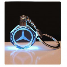 Breloc Led masina auto gravat cristal Mercedes foto