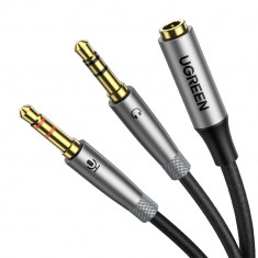 Cablu Splitter Ugreen AUX Mini Mufă 3,5 Mm (femă) - 2x Mini Mufă 3,5 Mm (mascul - Microfon și Căști) Argintiu (AV193 50255)