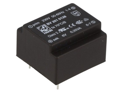 Transformator PCB 230VAC 6V 0,35VA foto