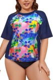 Tricou de inot cu maneca scurta pentru femei SHEKINI, uscare rapida, model floral, 5XL - OUTLET