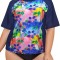 Tricou de inot cu maneca scurta pentru femei SHEKINI, uscare rapida, model floral, 5XL - OUTLET