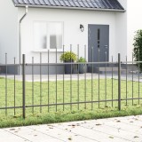 Bariere de grădină vidaXL cu v&acirc;rf semicircular, Gri, 1,7 x 1 m, din oțel
