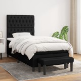 Cumpara ieftin Pat box spring cu saltea, negru, 100x200 cm, textil