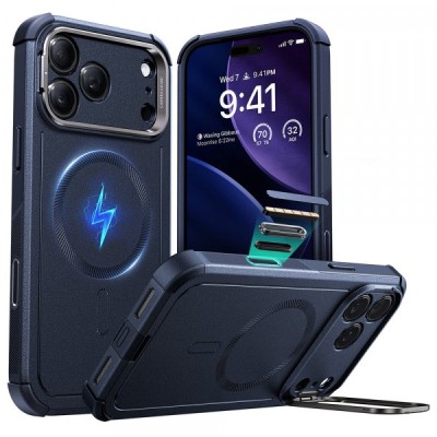 Husa MagSafe pentru Apple iPhone 17 Pro Max, ESR, Cyber Armor Kickstand, Albastra foto
