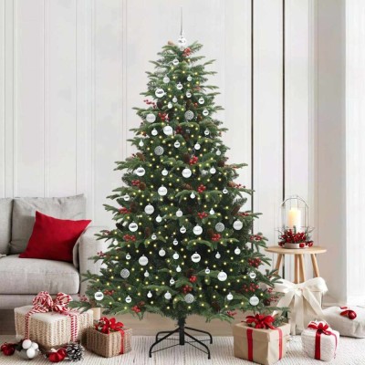 vidaXL Brad de Crăciun artificial Verde 210 cm PVC și metal și plastic 3395564 foto