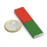 Magnet AlNiCo bara dreptunghiulara 60x15x6&nbsp;mm, rosu-verde