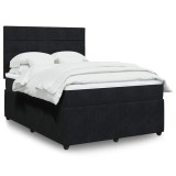 Gossi pat box spring cu saltea, negru, 140x190 cm, catifea