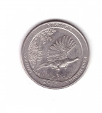 Moneda SUA 25 centi/quarter dollar 2015 D Louisiana Kisatchie, stare foarte buna, America de Nord, Nichel