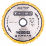 Disc circular Powermat 210x30 mm, 100 dinti, vidia TCT, taiere fina