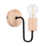 Lampă De Perete Timbo Din Lemn Negru/Natural, Oțel/Lemn, Cu 1 Bec Geometric, Pentru Interior Mansard