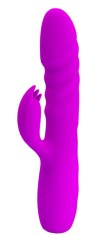 Vibrator Pretty Love Melanie, 12 Moduri Vibratii, 3 Moduri Thrusting, Silicon, USB, Mov, 20.5 cm