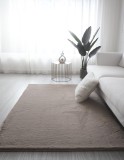Cumpara ieftin Covor Premium Belgian Model LOP 080, Imitatie Blana Iepure, Marime 50 x 80 cm, Bej, Inaltime Fir 23 mm, Antiderapant, Antialergic, Poliester, Living,