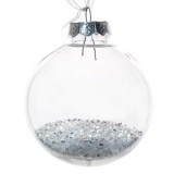 Glob de Craciun transparent cu glitter alb, &Oslash;8cm, CMCLASS