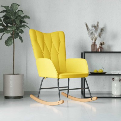 vidaXL Scaun balansoar, galben muștar, material textil foto