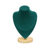 Cumpara ieftin Bust Prezentare Bijuterii Verde Inchis Catifea, 23cm, Watchbox - Suport Expozitor Elegant pentru Coliere, Cercei, Bratari