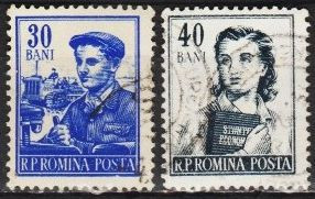 ROMANIA 1955 - 1956 UZUALE , MESERII ,TRACTORIST , STUDENT , LP 381 SERIE STAMP foto