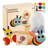 Puzzle din lemn Montessori cu animale si carduri, Kruzzel